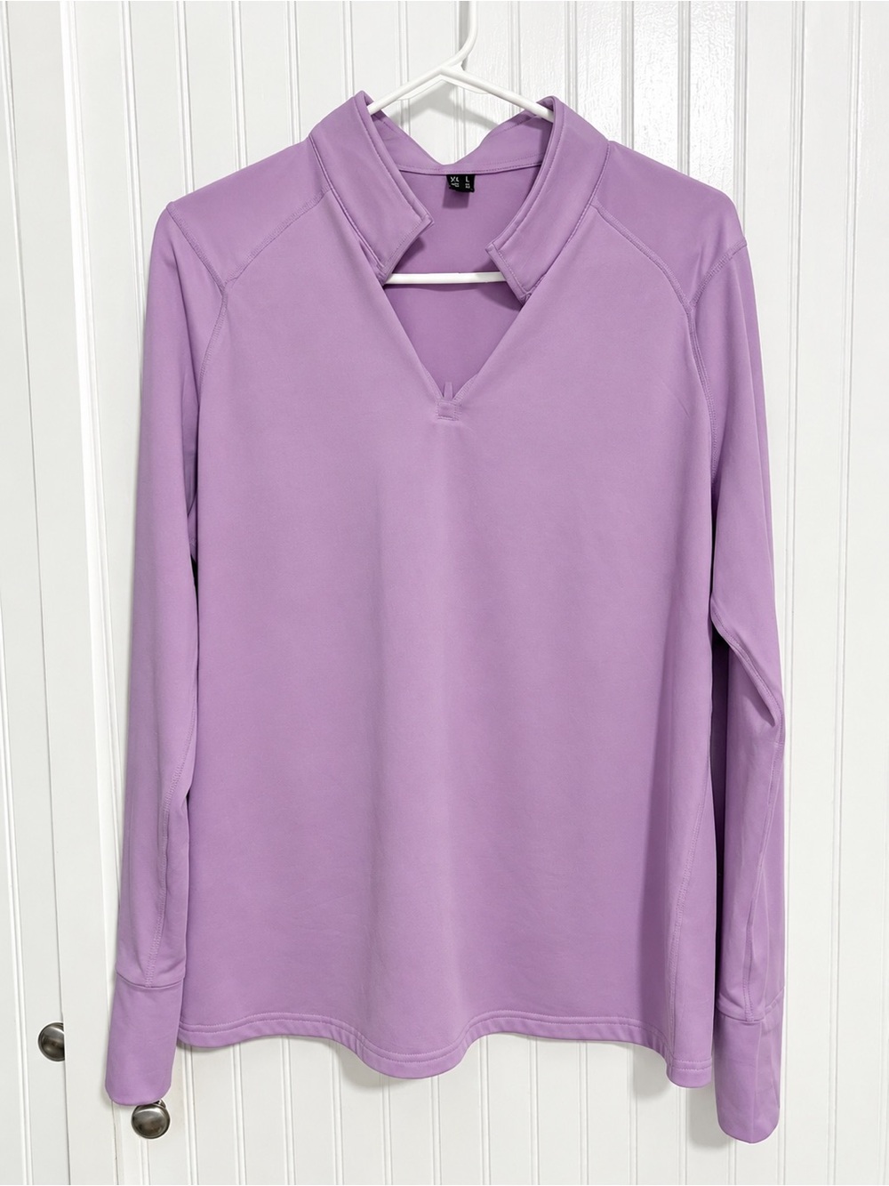 Lavender V-Neck Long-Sleeve Pullover Top